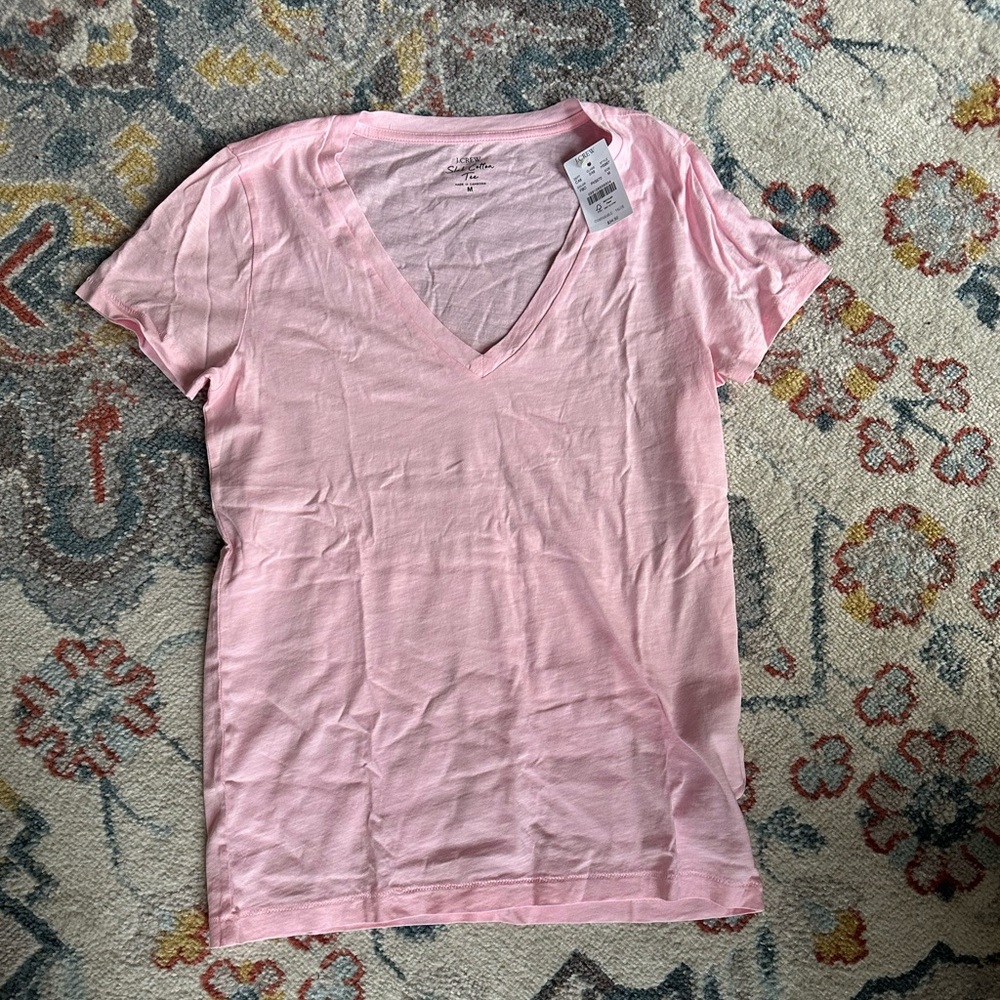 J. Crew Slub Cotton Tee Light Pink V-Neck Short Sleeve Tee